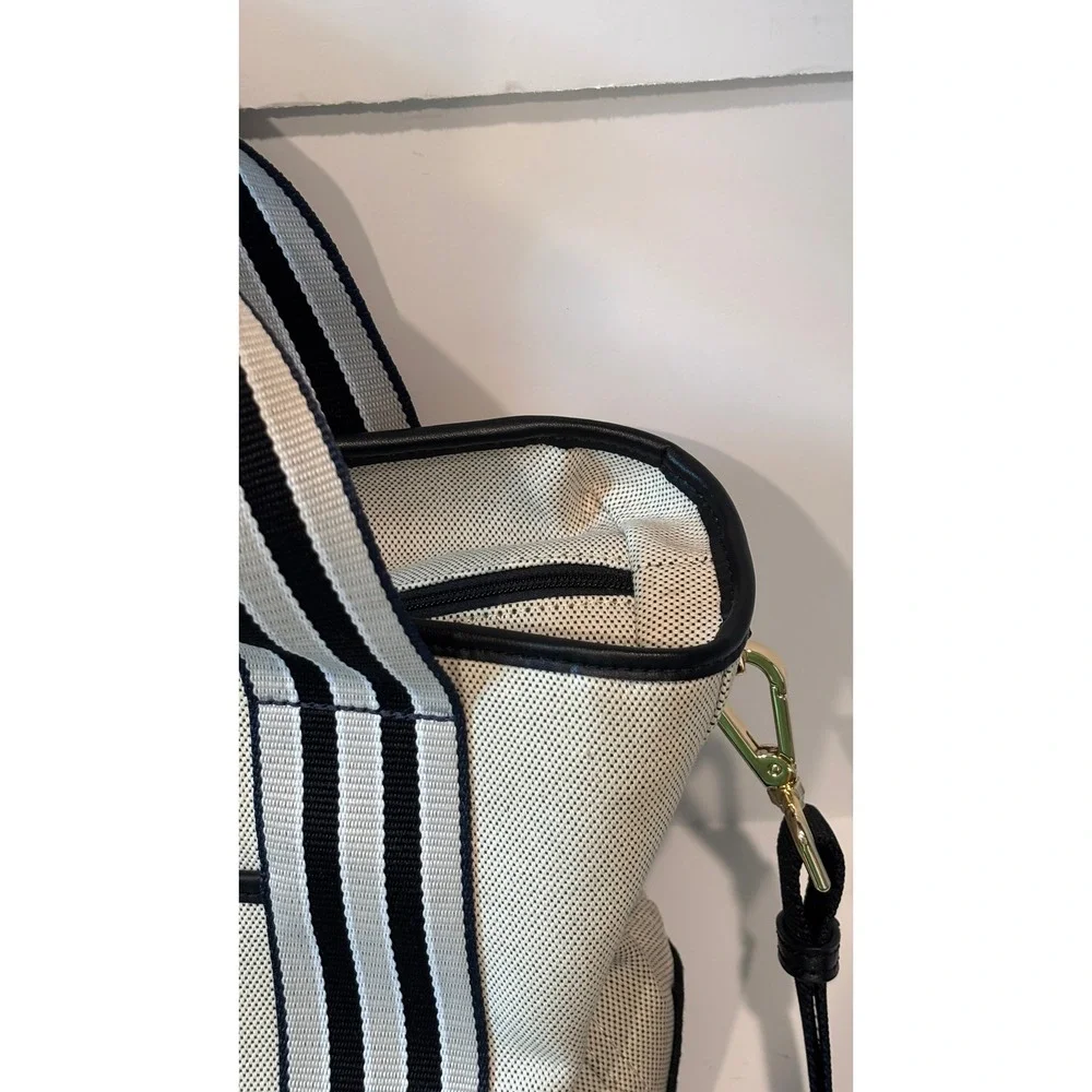 Paravel Cabana Tote Cream Navy Canvas Striped Crossbody Handbag Medium